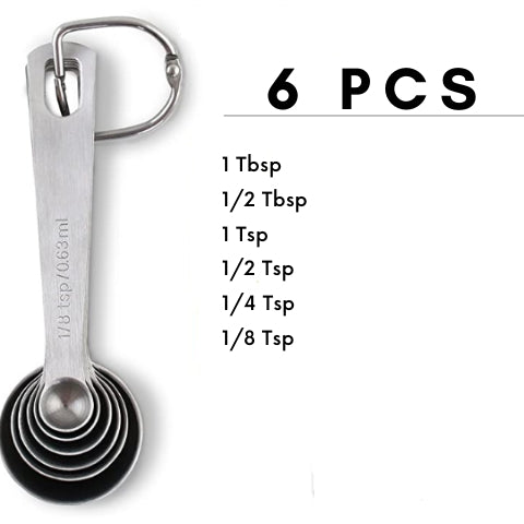 6Pcs Kitchen Measuring Spoon Set Stainless Steel Tablespoon